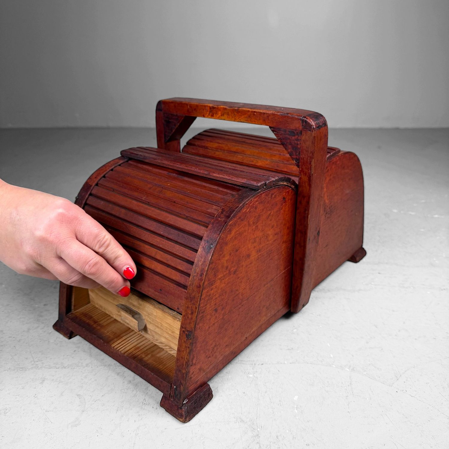 Wooden Sewing Box with Tambour Doors, Germany, 1940s