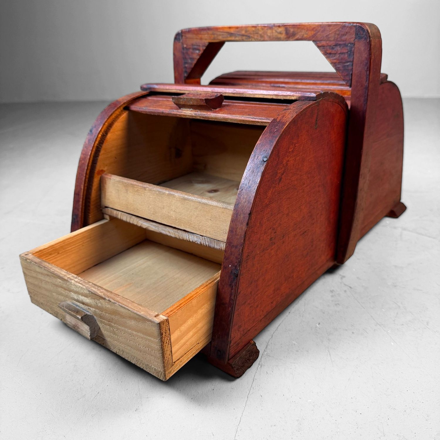 Wooden Sewing Box with Tambour Doors, Germany, 1940s