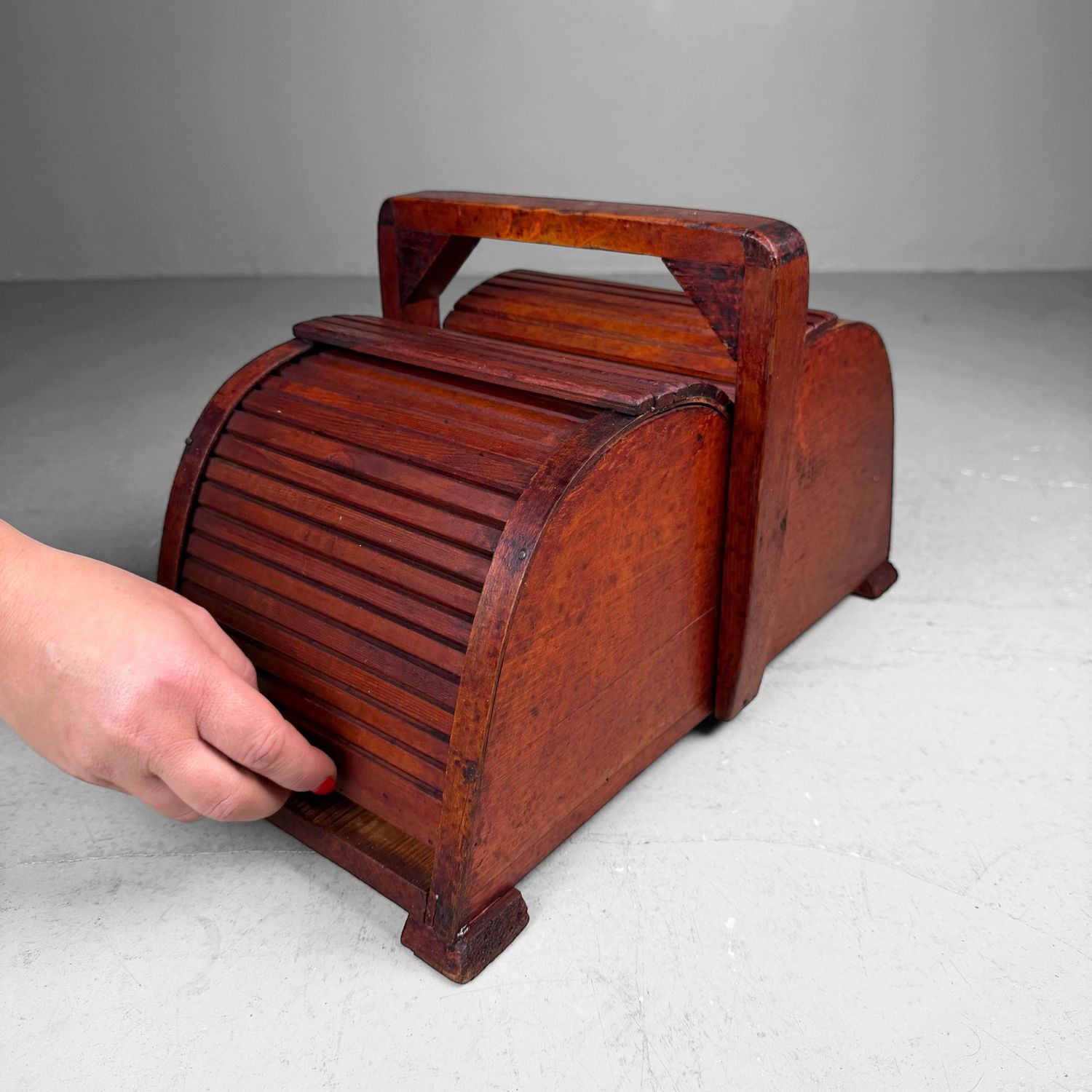 Wooden Sewing Box with Tambour Doors, Germany, 1940s
