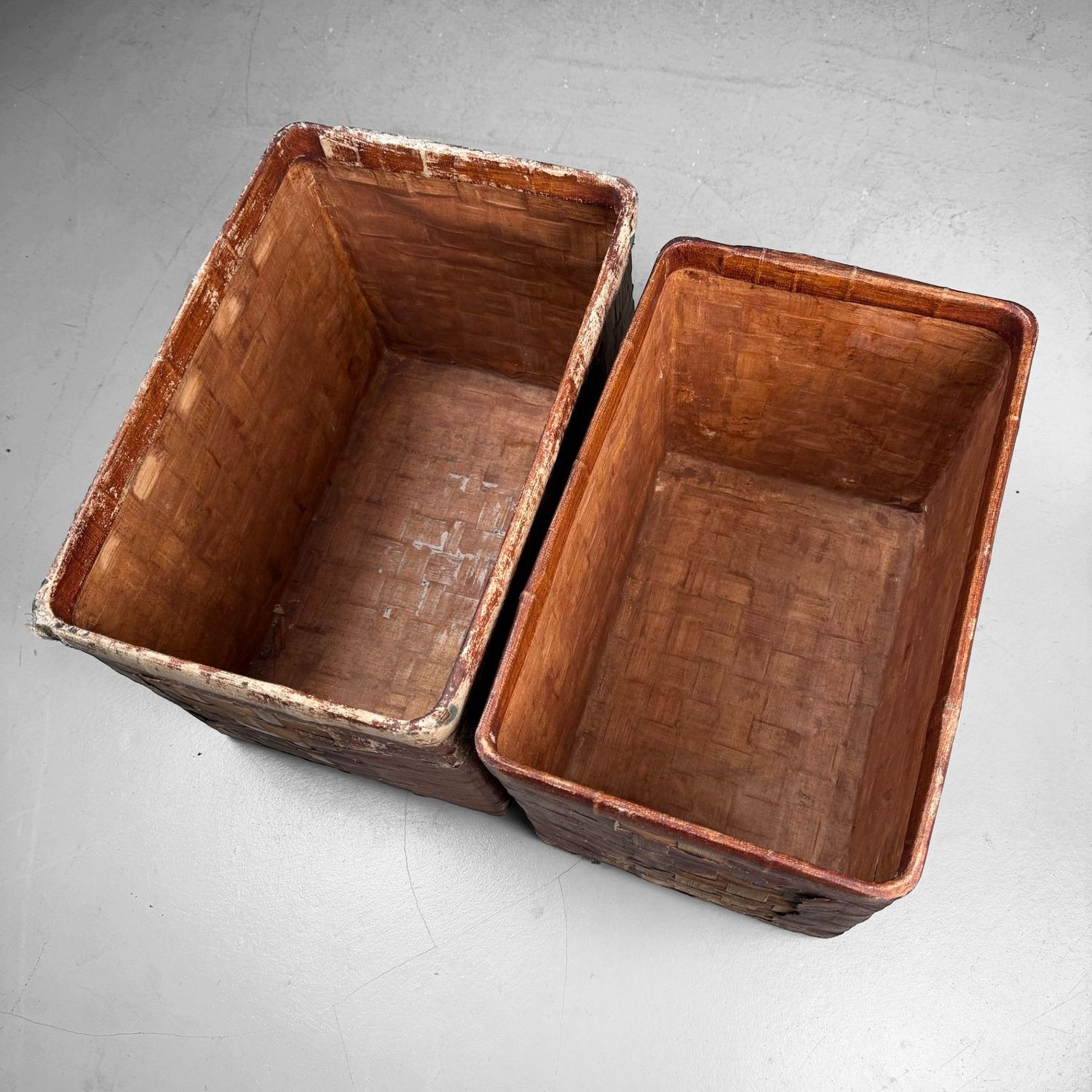 Set Japanse Bamboemanden afgewerkt met Papier, 1930s Set Japanse Bamboemanden afgewerkt met Papier, 1930s