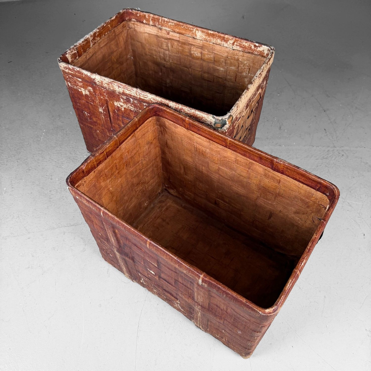 Set Japanse Bamboemanden afgewerkt met Papier, 1930s Set Japanse Bamboemanden afgewerkt met Papier, 1930s