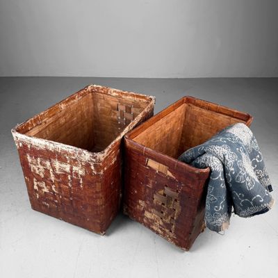 Set Japanse Bamboemanden afgewerkt met Papier, 1930s