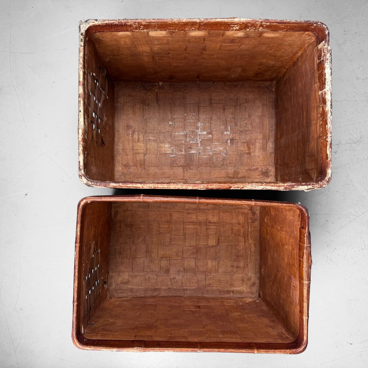Set Japanse Bamboemanden afgewerkt met Papier, 1930s Set Japanse Bamboemanden afgewerkt met Papier, 1930s