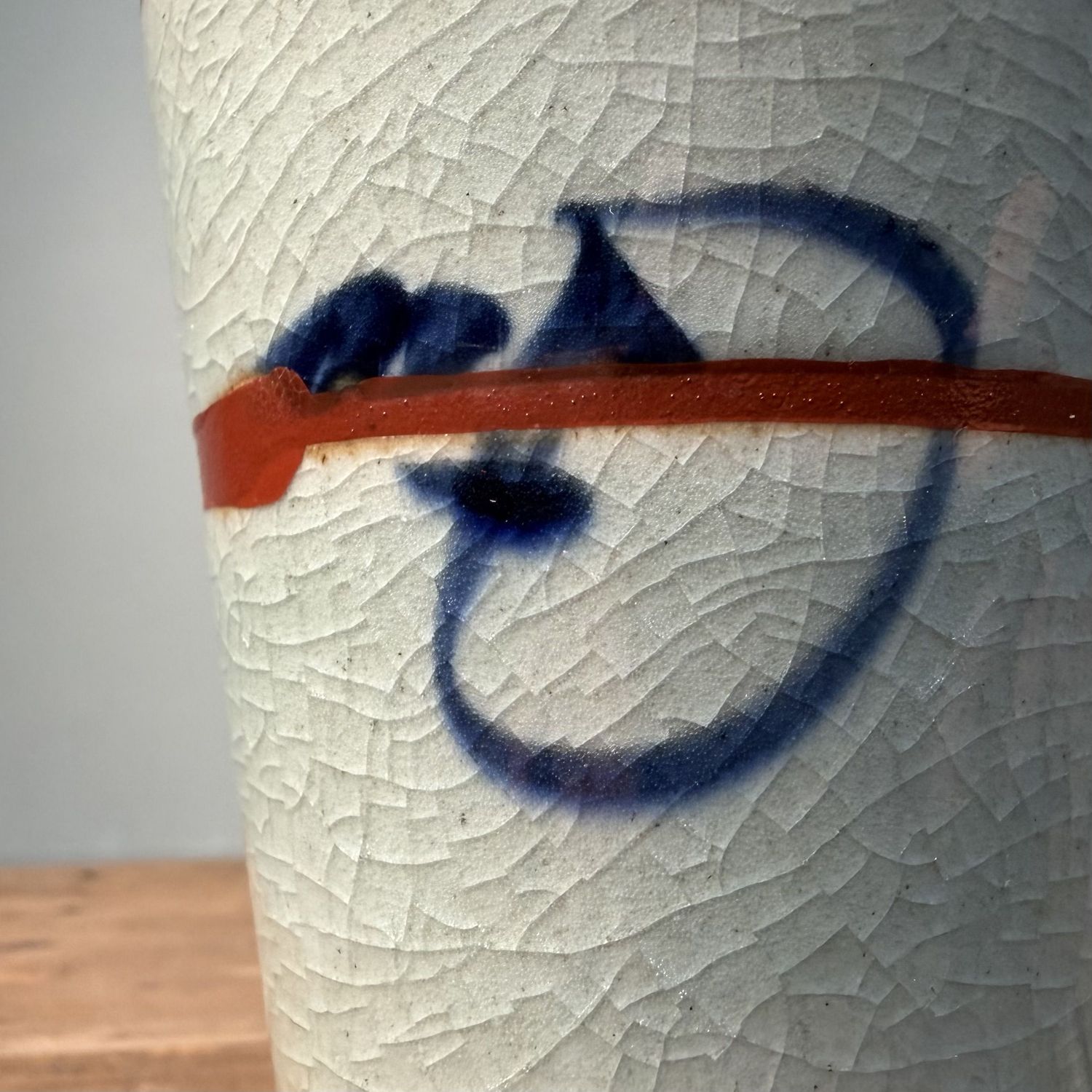 Japanse Yunomi Theebekers, Craquelé Glazuur en Kobaltdecor, 1970s