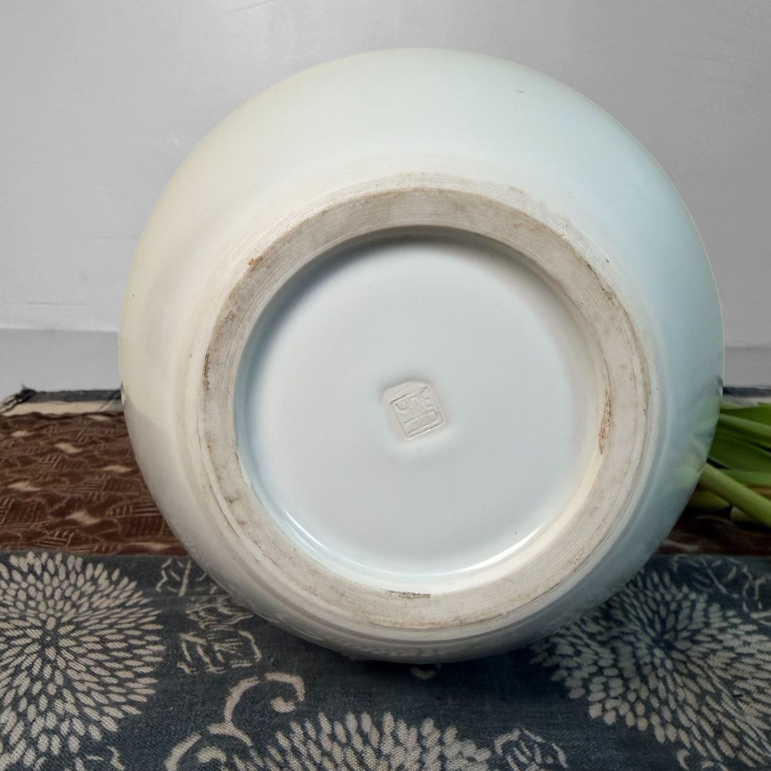 Japanese Porcelain Ikebana Vase, Sometsuke, by Asahina, 1970s