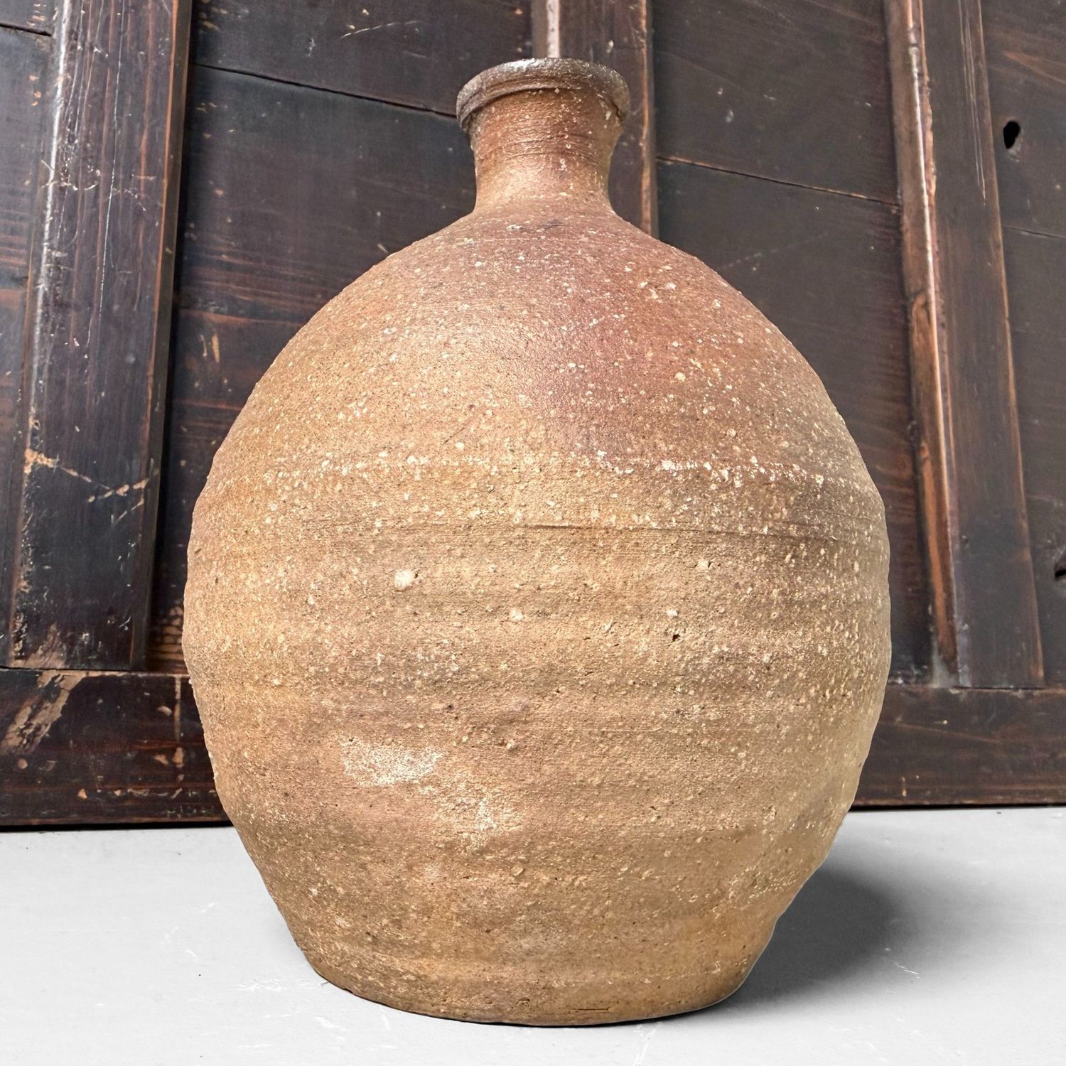 Bizen Kotsubo, Ikebana Vase by Yoshio, Traditional Stoneware, 1950s
