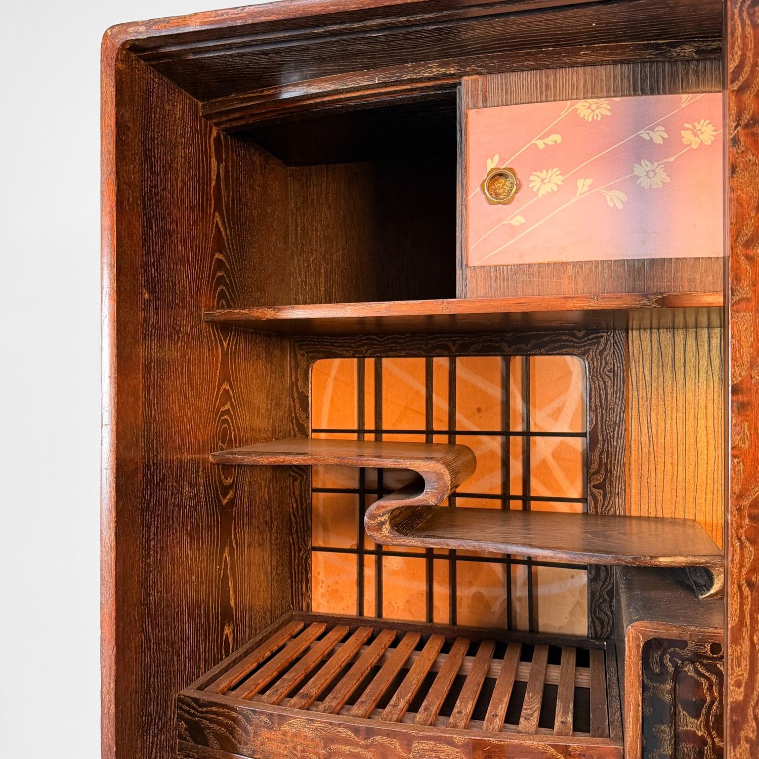 Japanse Chadansu Theekast, Zeldzame Keyaki Displaykast, jaren 20