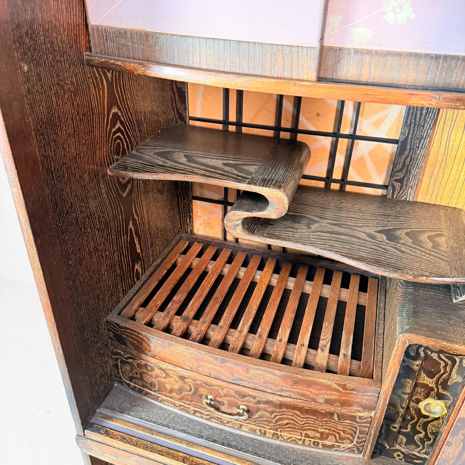 Japanse Chadansu Theekast, Zeldzame Keyaki Displaykast, jaren 20