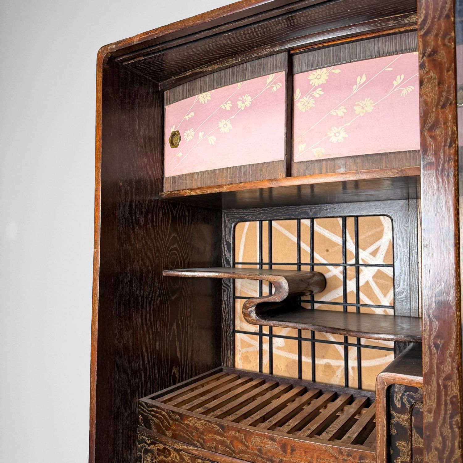 Japanse Chadansu Theekast, Zeldzame Keyaki Displaykast, jaren 20