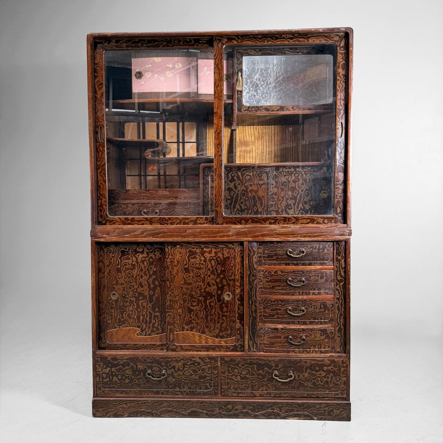 Japanse Chadansu Theekast, Zeldzame Keyaki Displaykast, jaren 20