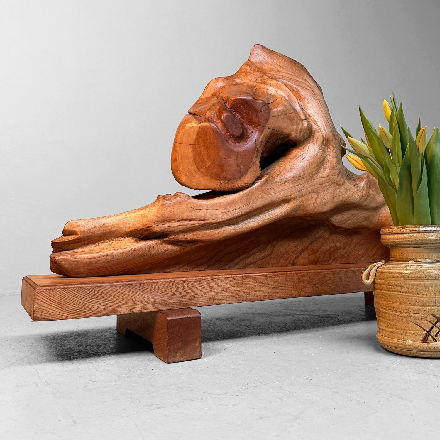 Monumental Japanese Keyaki Wood Sculptural Object, 1950s