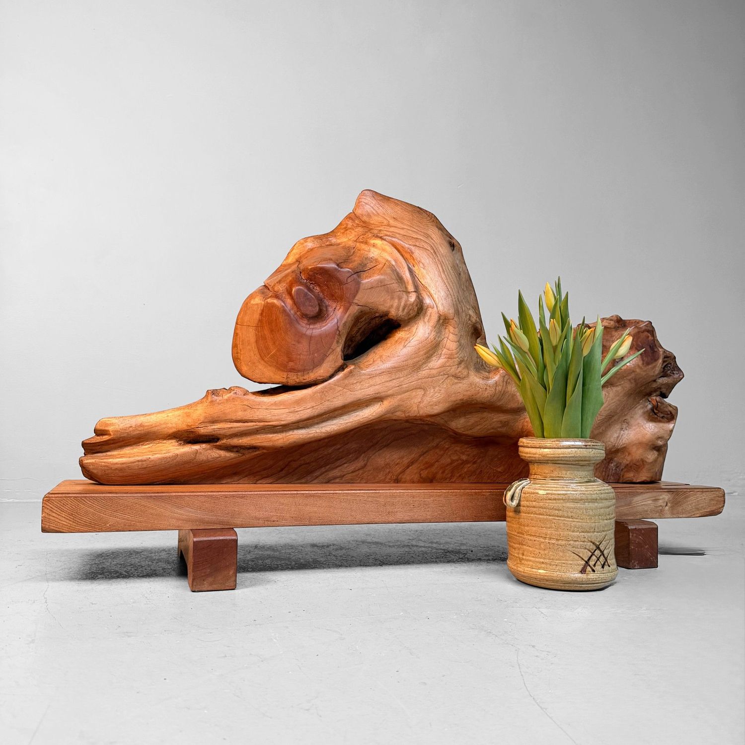 Monumental Japanese Keyaki Wood Sculptural Object, 1950s