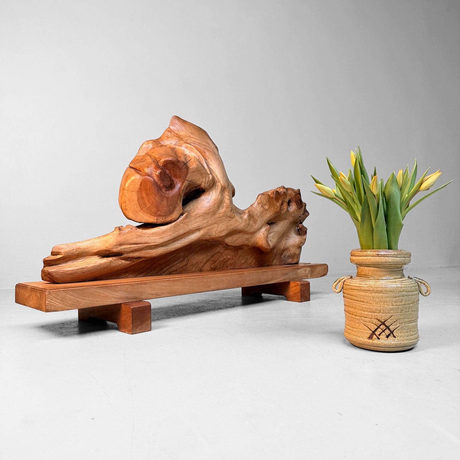 Monumental Japanese Keyaki Wood Sculptural Object, 1950s