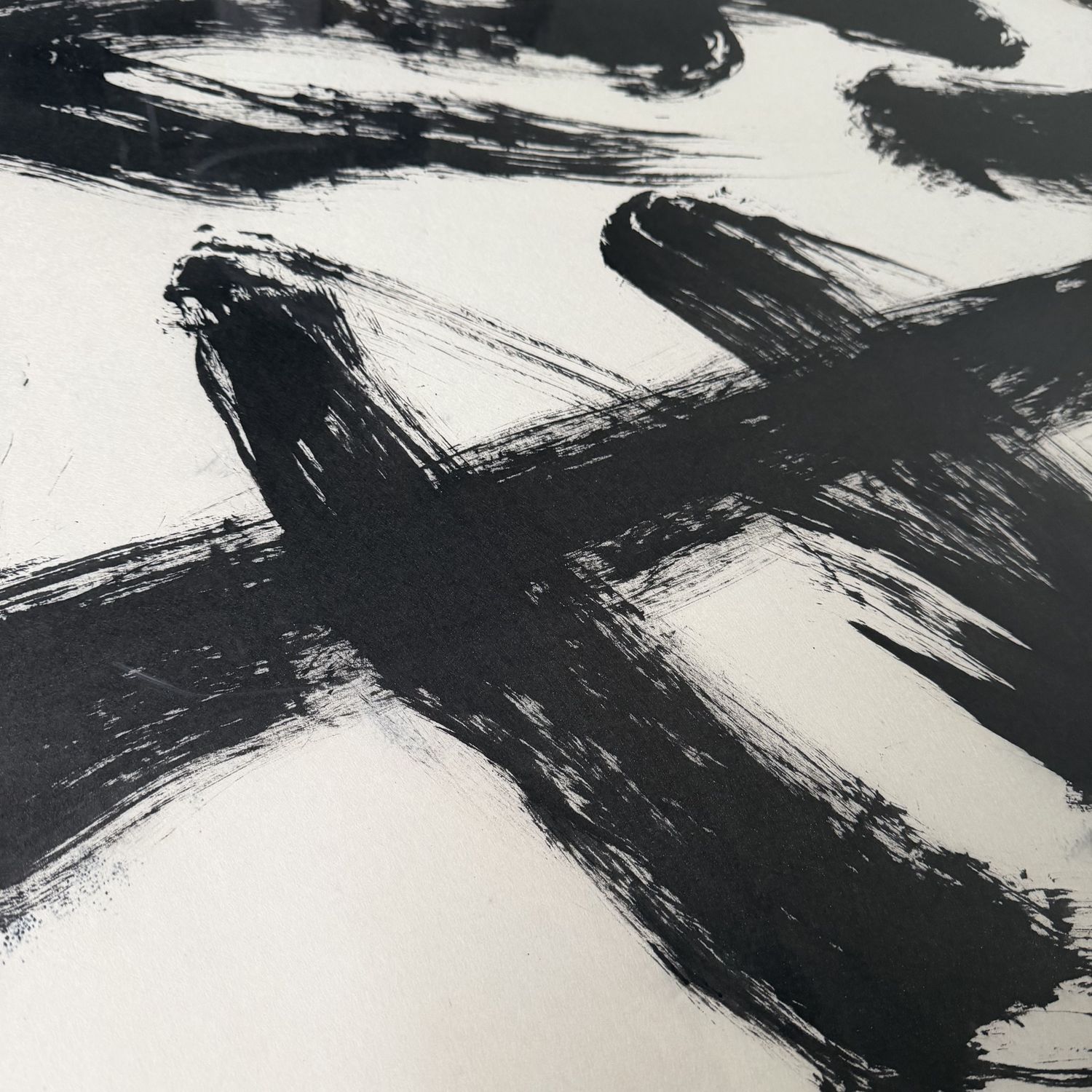 Monumental Japanese Calligraphy “Zen” (禅) in Black Lacquer Frame, c. 1970