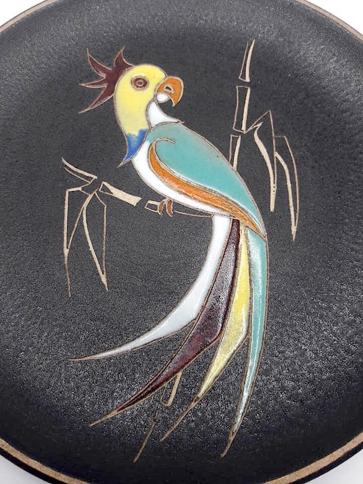 Ruscha Keramik Wall Plate with Parrot, c. 1950