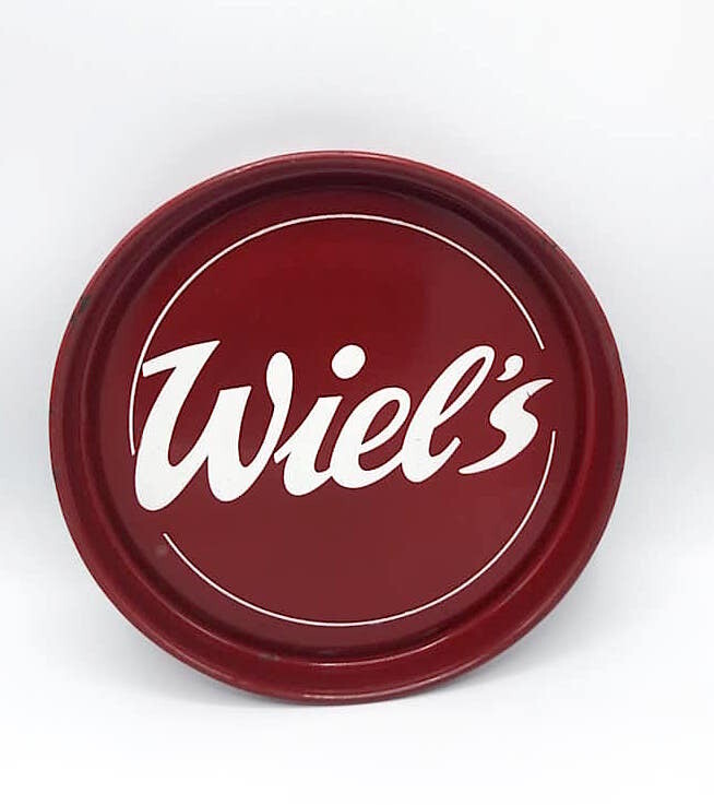 Enamel Serving Tray “Wiel’s”, Belgian Brewery Advertising, ca. 1950–1970