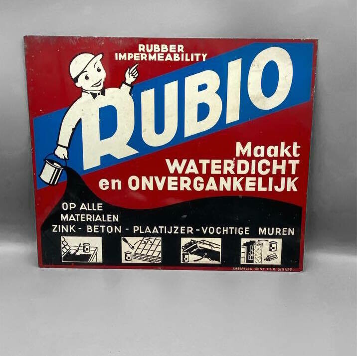 Belgian RUBIO Metal Advertising Sign, 1956
