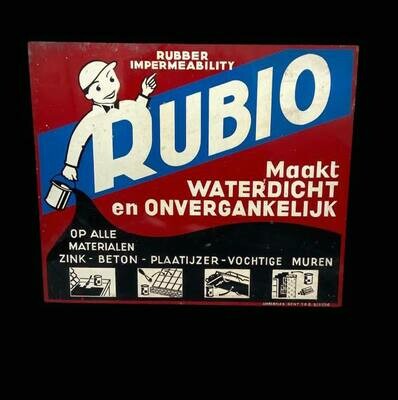 Belgian RUBIO Metal Advertising Sign, 1956 Belgian RUBIO Metal Advertising Sign, 1956