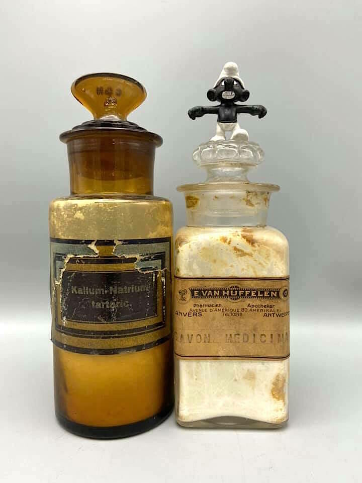 Set of Antwerp Pharmacy Bottles with Original Labels, ca. 1900–1930