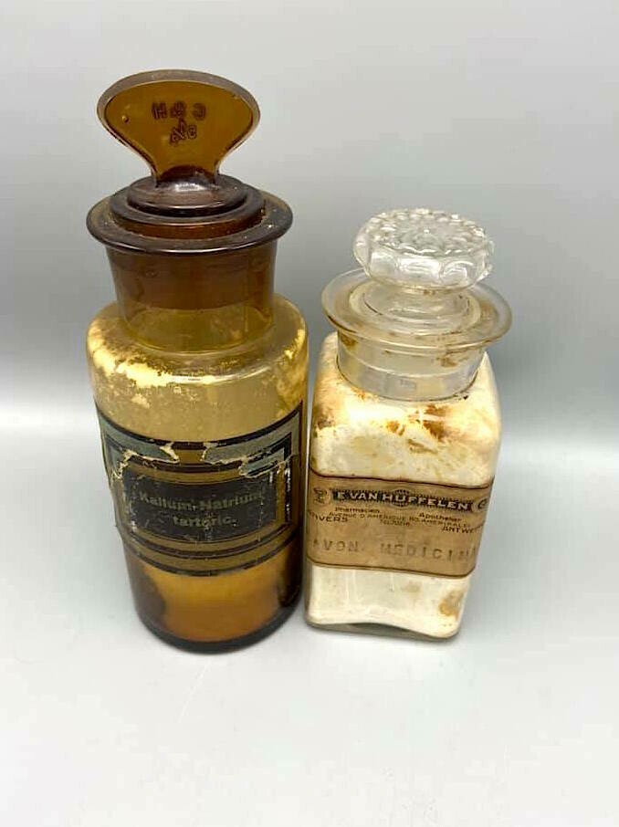 Set of Antwerp Pharmacy Bottles with Original Labels, ca. 1900–1930