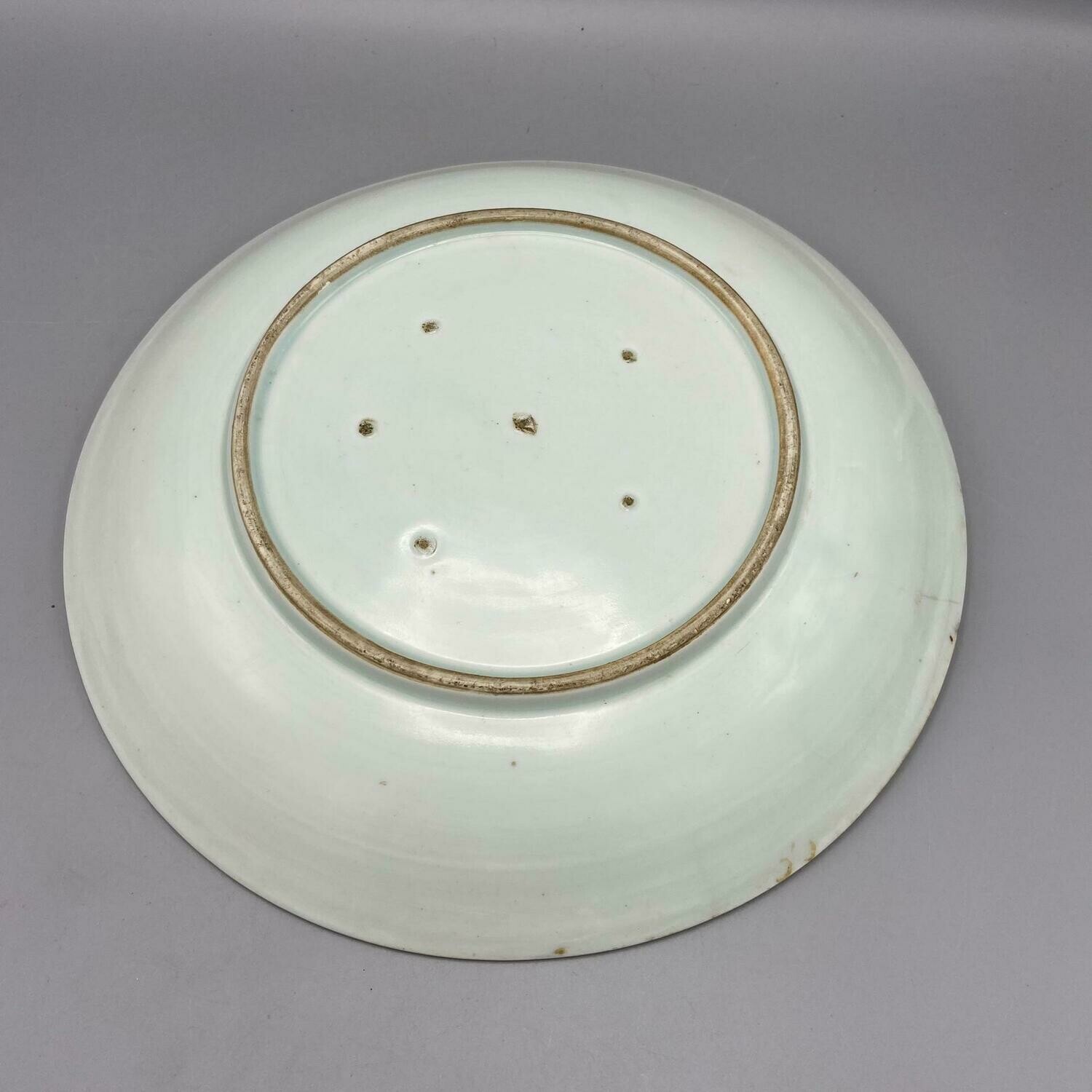 Antique Japanese Arita Hizen Plate with Mountain Landscape, Meiji Period