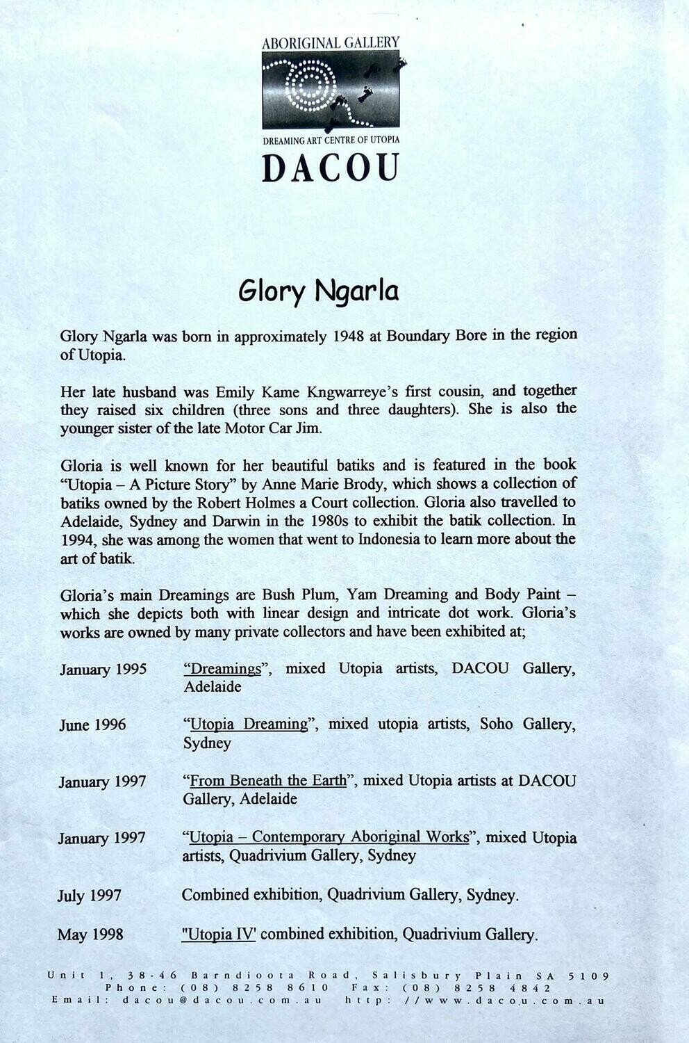 Glory Ngarla – ‘Yam Dreaming’, Original Acrylic on Canvas