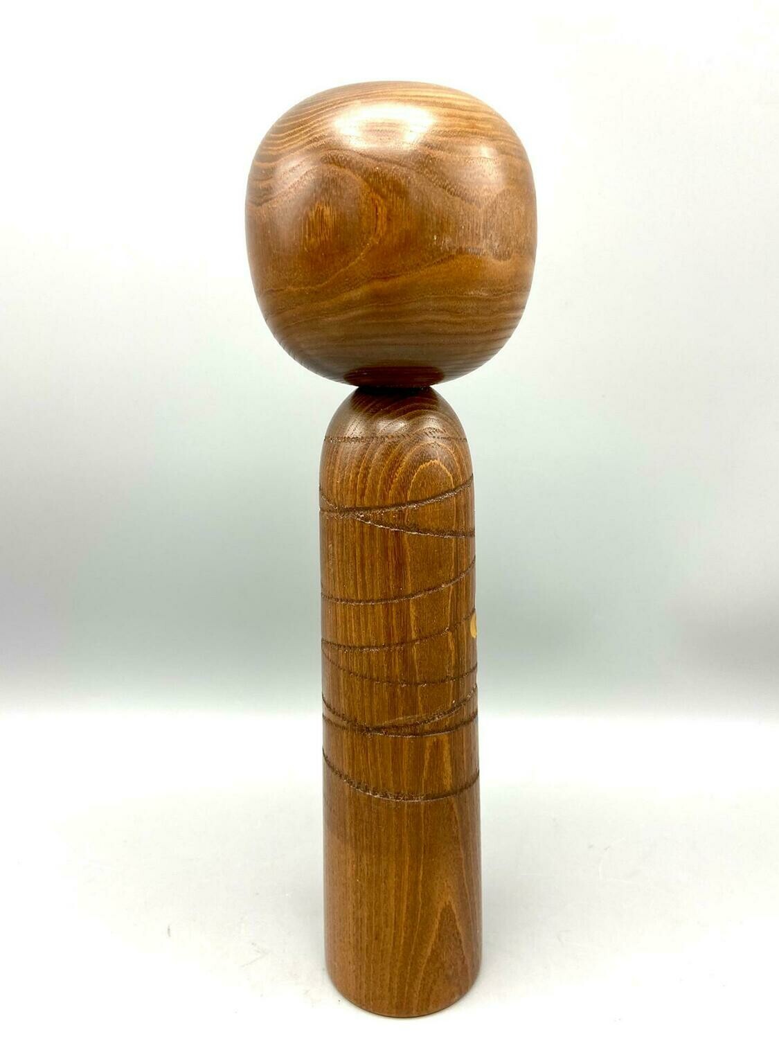 Vintage Sōsaku Kokeshi with Floral Decoration by Masashi Takeda, ca. 1960–1980