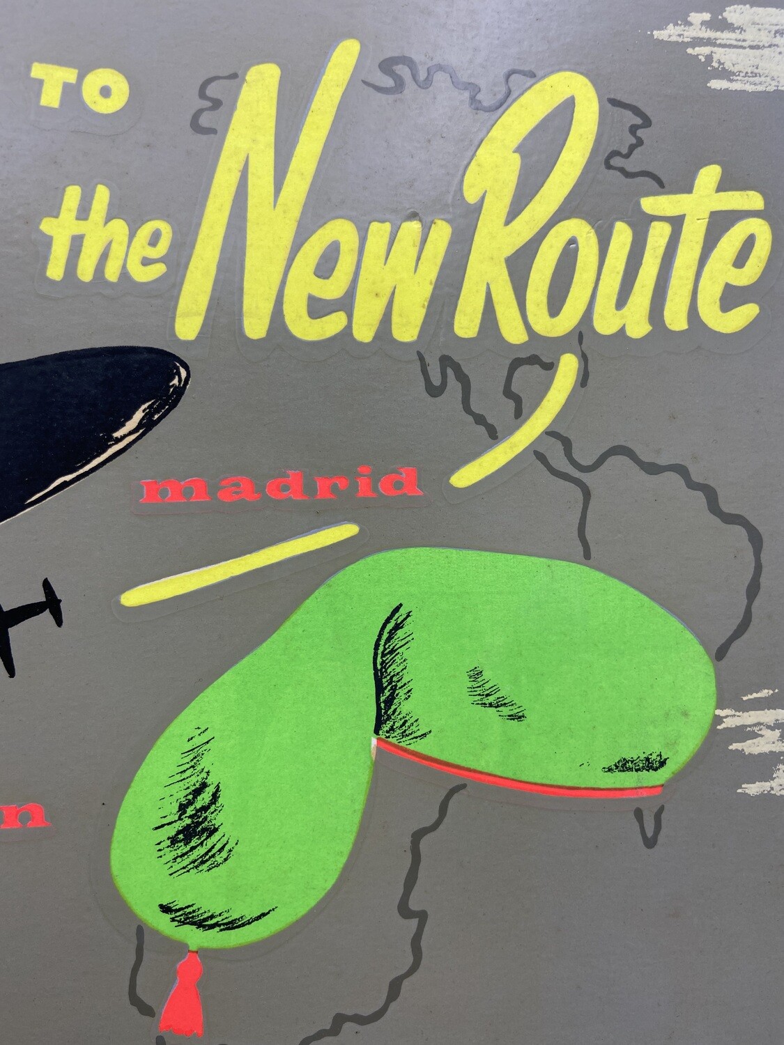 Vintage Canadian Pacific Airlines Advertising Board ‘Hats Off to the New Route’, ca. 1950–1960 Vintage Canadian Pacific Airlines Advertising Board ‘Hats Off to the New Route’, ca. 1950–1960