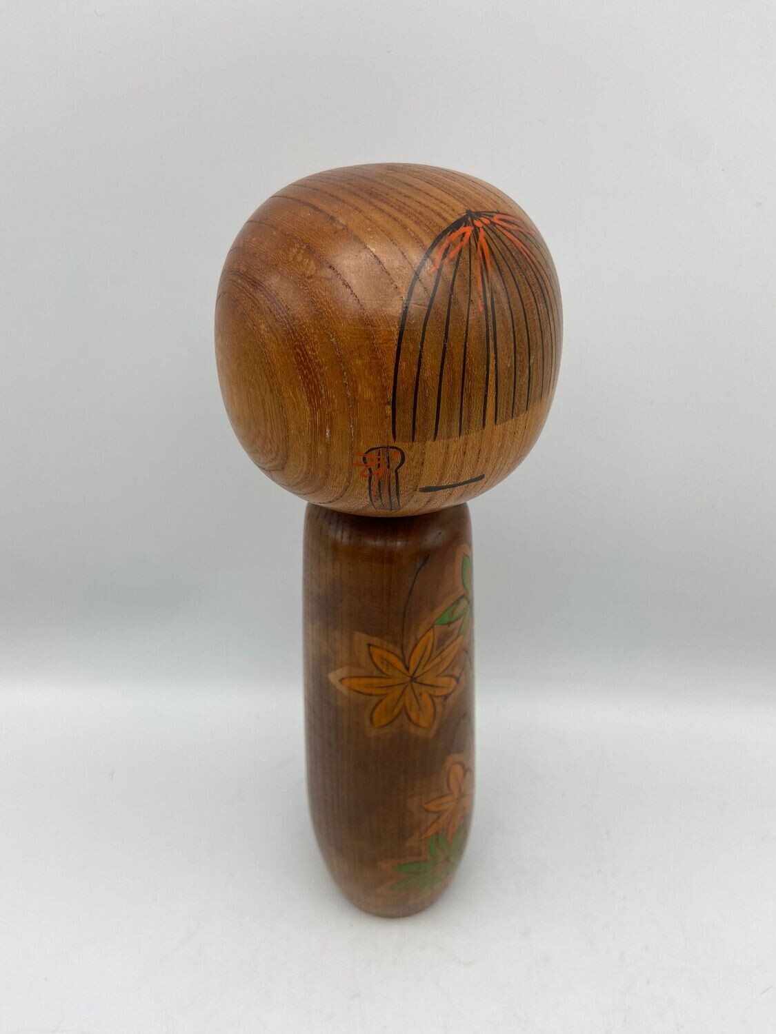 Vintage Sōsaku Kokeshi with Maple Leaves by Masami Katō, ca. 1960–1980