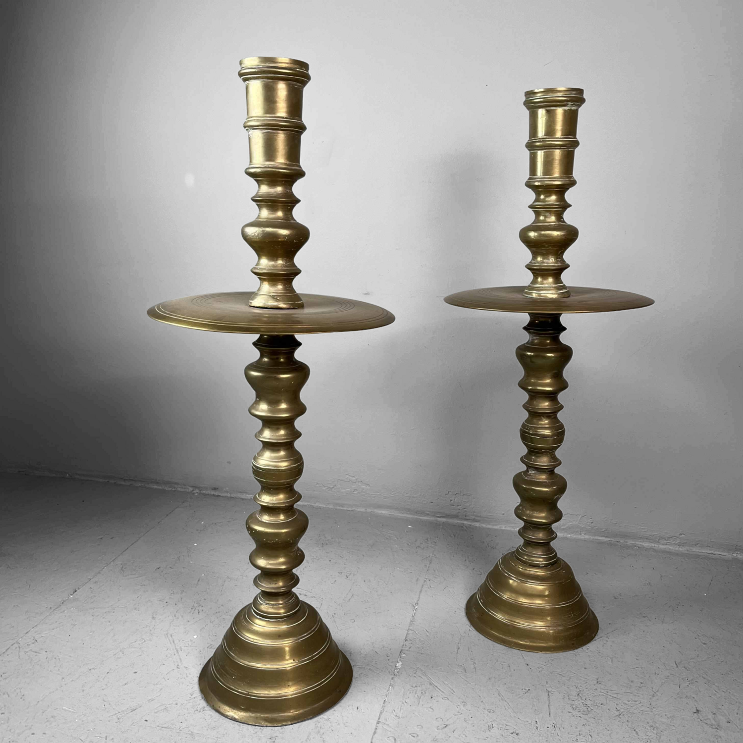 Paar Antieke Koperen XL Kandelaars, ca. 1900 Paar Antieke Koperen XL Kandelaars, ca. 1900