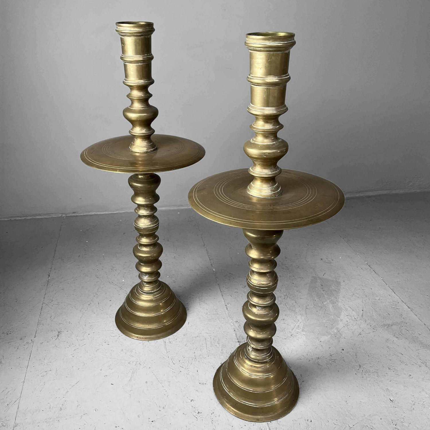 Paar Antieke Koperen XL Kandelaars, ca. 1900 Paar Antieke Koperen XL Kandelaars, ca. 1900