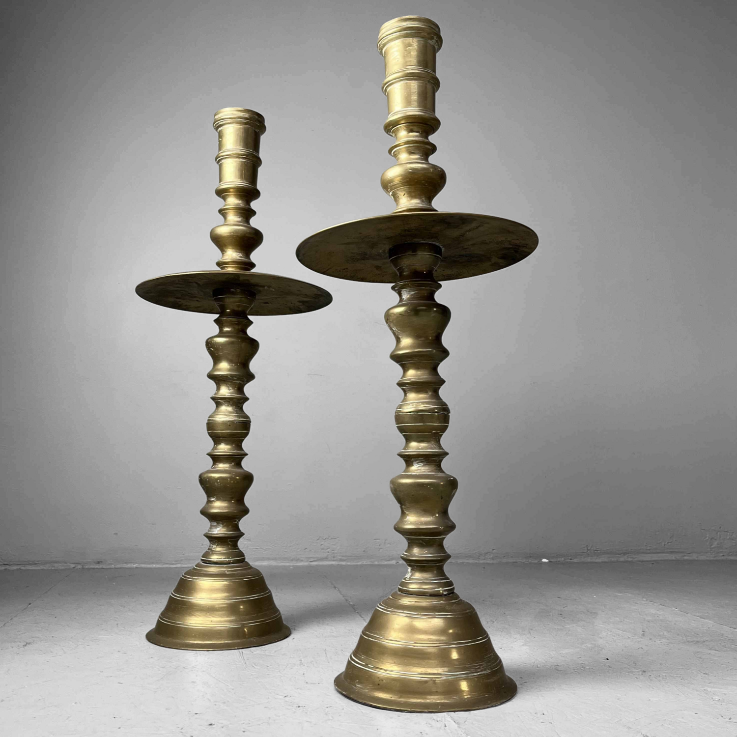 Paar Antieke Koperen XL Kandelaars, ca. 1900 Paar Antieke Koperen XL Kandelaars, ca. 1900