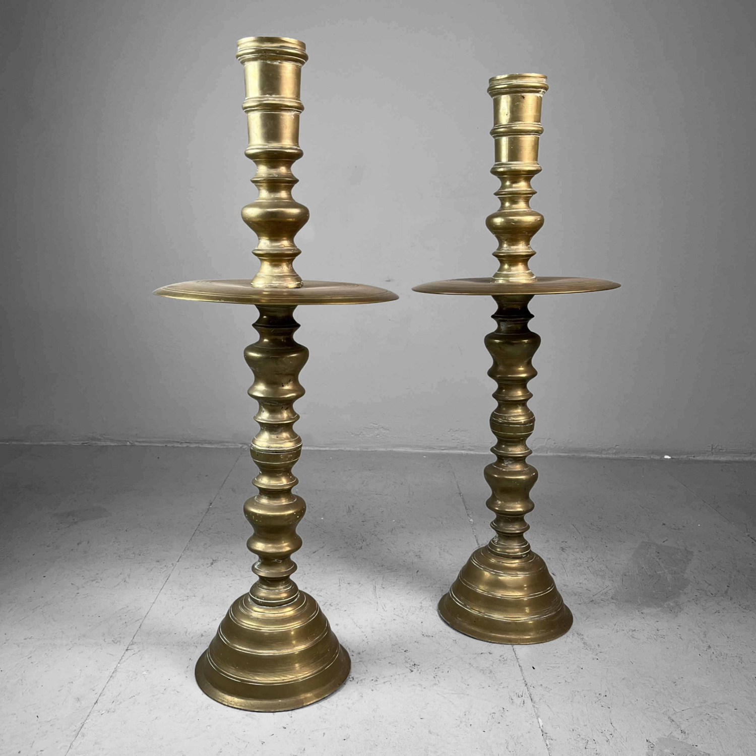 Paar Antieke Koperen XL Kandelaars, ca. 1900 Paar Antieke Koperen XL Kandelaars, ca. 1900