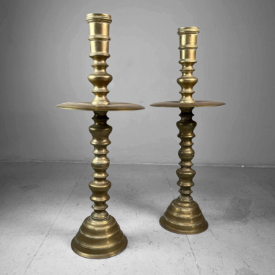 Paar Antieke Koperen XL Kandelaars, ca. 1900