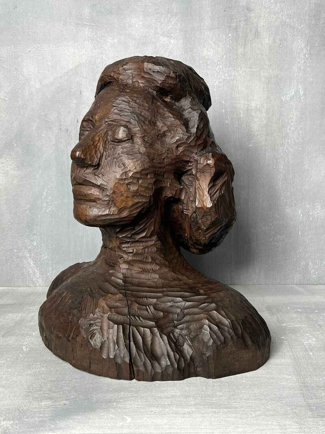Antieke Houten Vrouwenbuste ‘Sabine’, gedateerd 1845