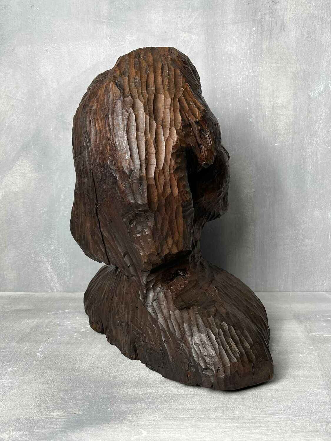 Antieke Houten Vrouwenbuste ‘Sabine’, gedateerd 1845