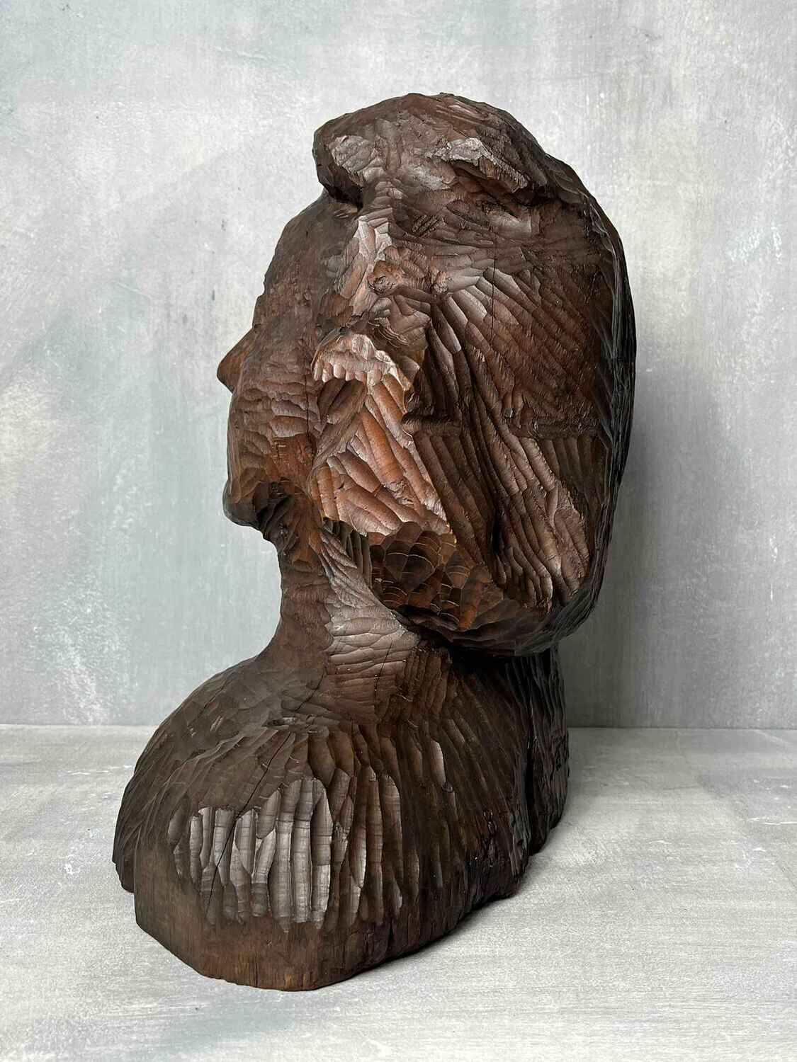 Antieke Houten Vrouwenbuste ‘Sabine’, gedateerd 1845