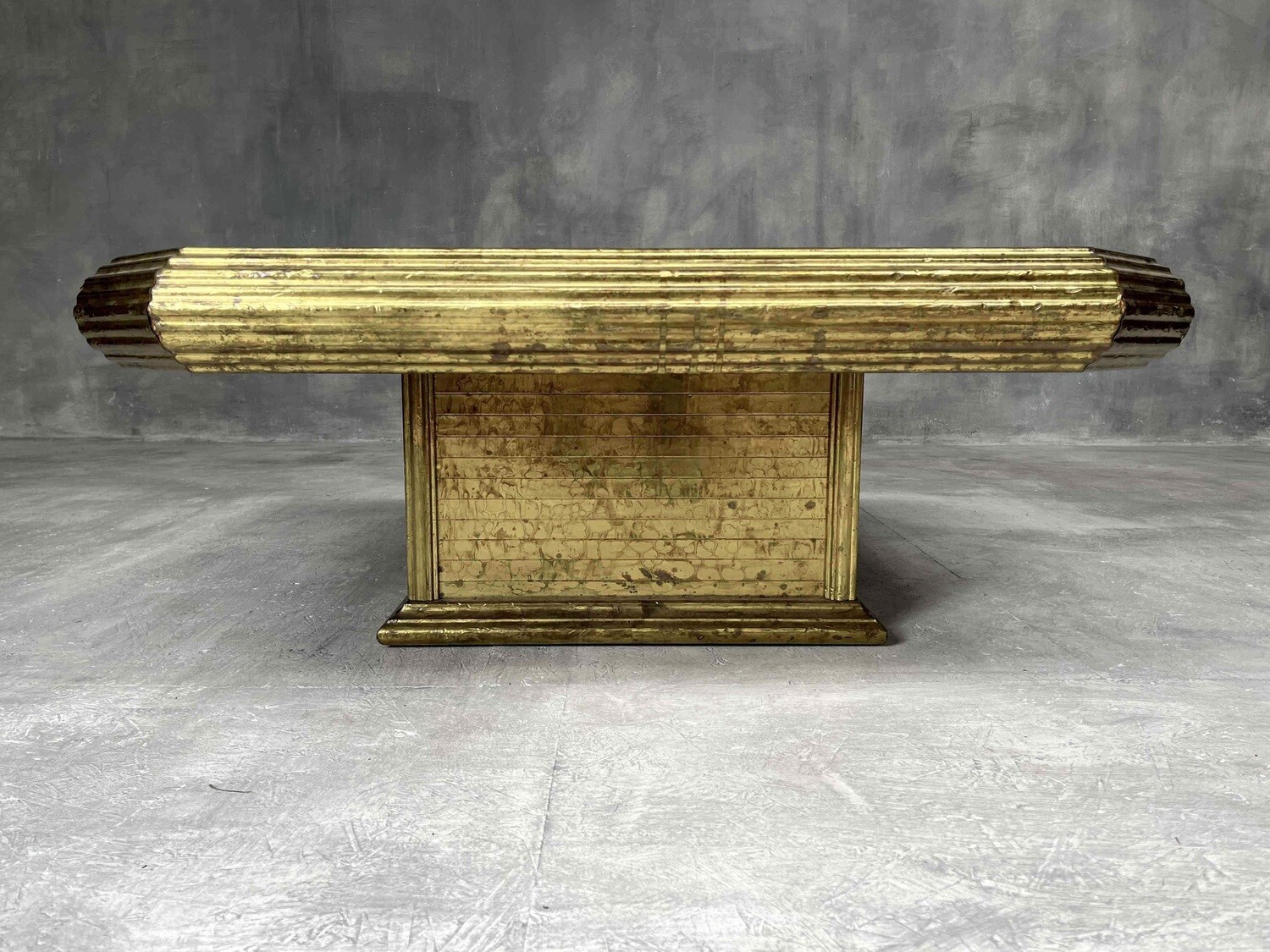 Vintage Postmoderne Salontafel met Gefumeerd Spiegelglas, ca. 1970–1980