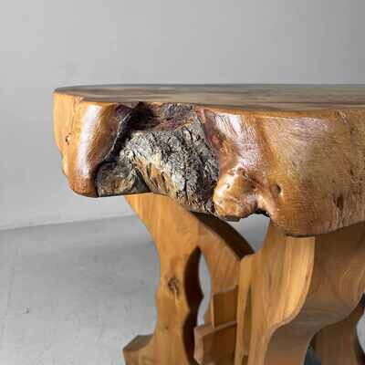 Sculpturale Massief Houten Boomstamtafel, ca. 1970–1990