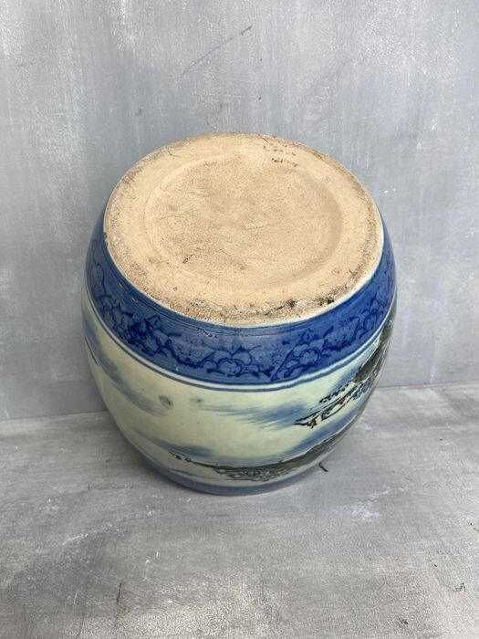 Antieke Japanse Keramische Hibachi met Berglandschap, ca. 1920