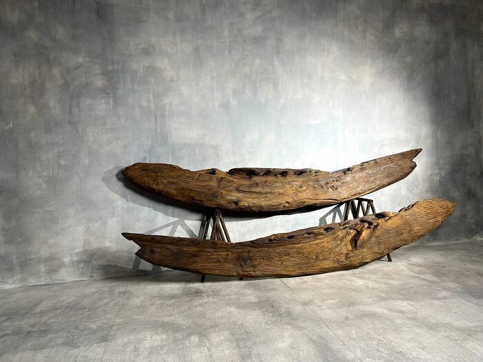 Paar Monumentale Japanse Hinoki Tempelbalken, Edo-periode, 1700–1799