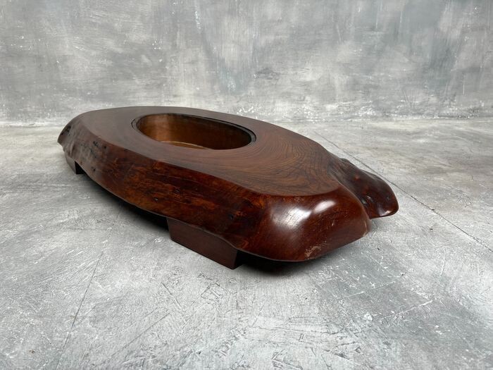 Antique Low Japanese Wood and Copper Hibachi, Meiji Period, 1868–1912