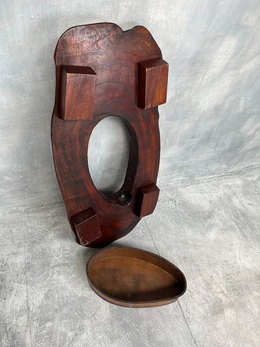 Antique Low Japanese Wood and Copper Hibachi, Meiji Period, 1868–1912