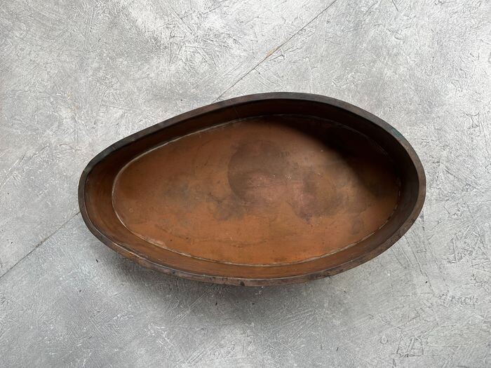 Antique Low Japanese Wood and Copper Hibachi, Meiji Period, 1868–1912