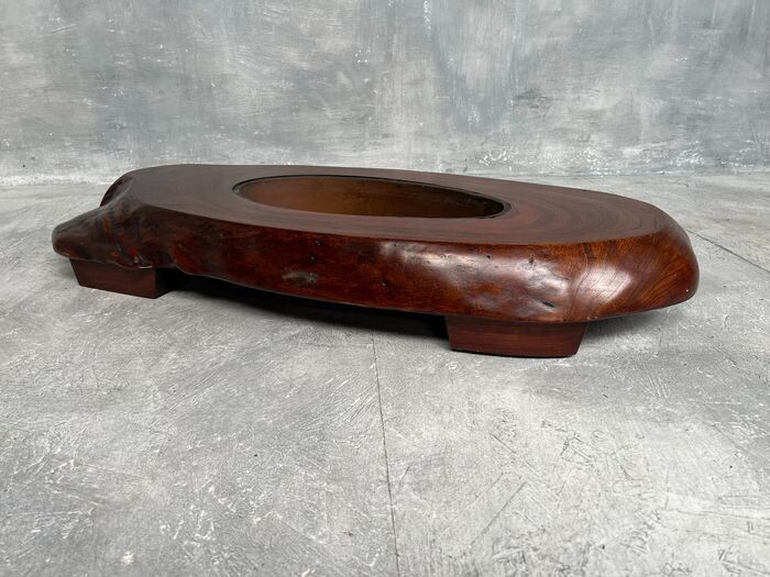 Antique Low Japanese Wood and Copper Hibachi, Meiji Period, 1868–1912