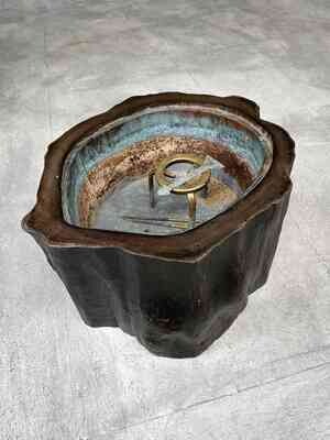 Antique Japanese Tree-Trunk Hibachi with Copper Liner, Meiji Period, 1868–1912