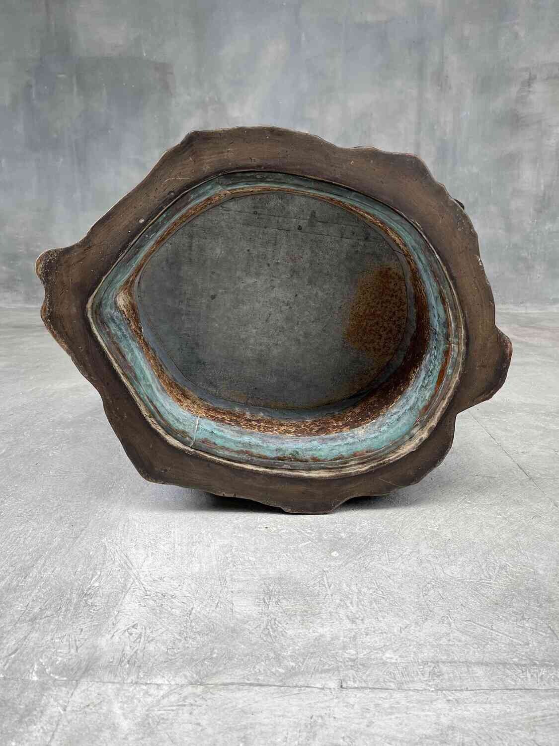 Antique Japanese Tree-Trunk Hibachi with Copper Liner, Meiji Period, 1868–1912