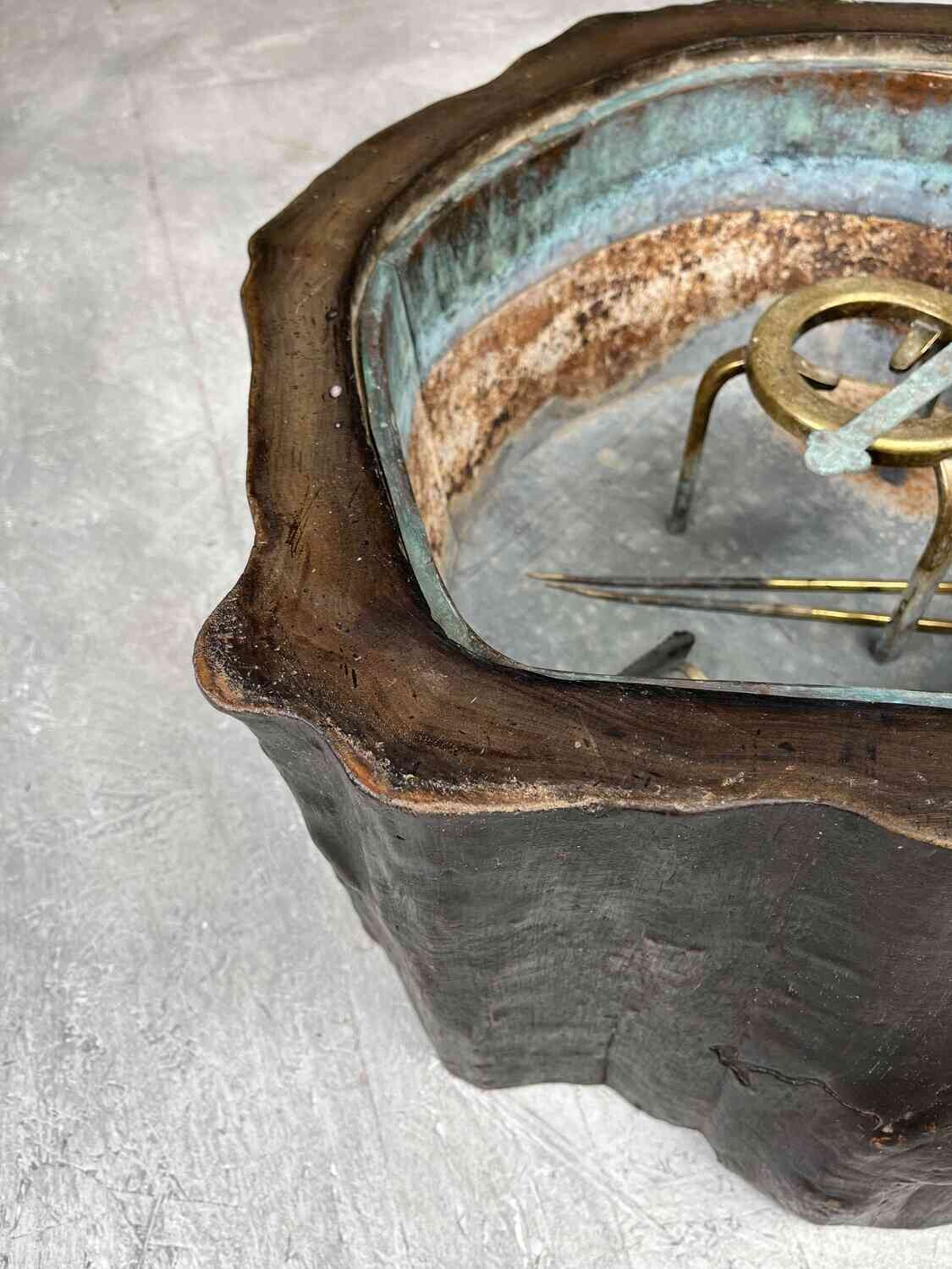 Antique Japanese Tree-Trunk Hibachi with Copper Liner, Meiji Period, 1868–1912