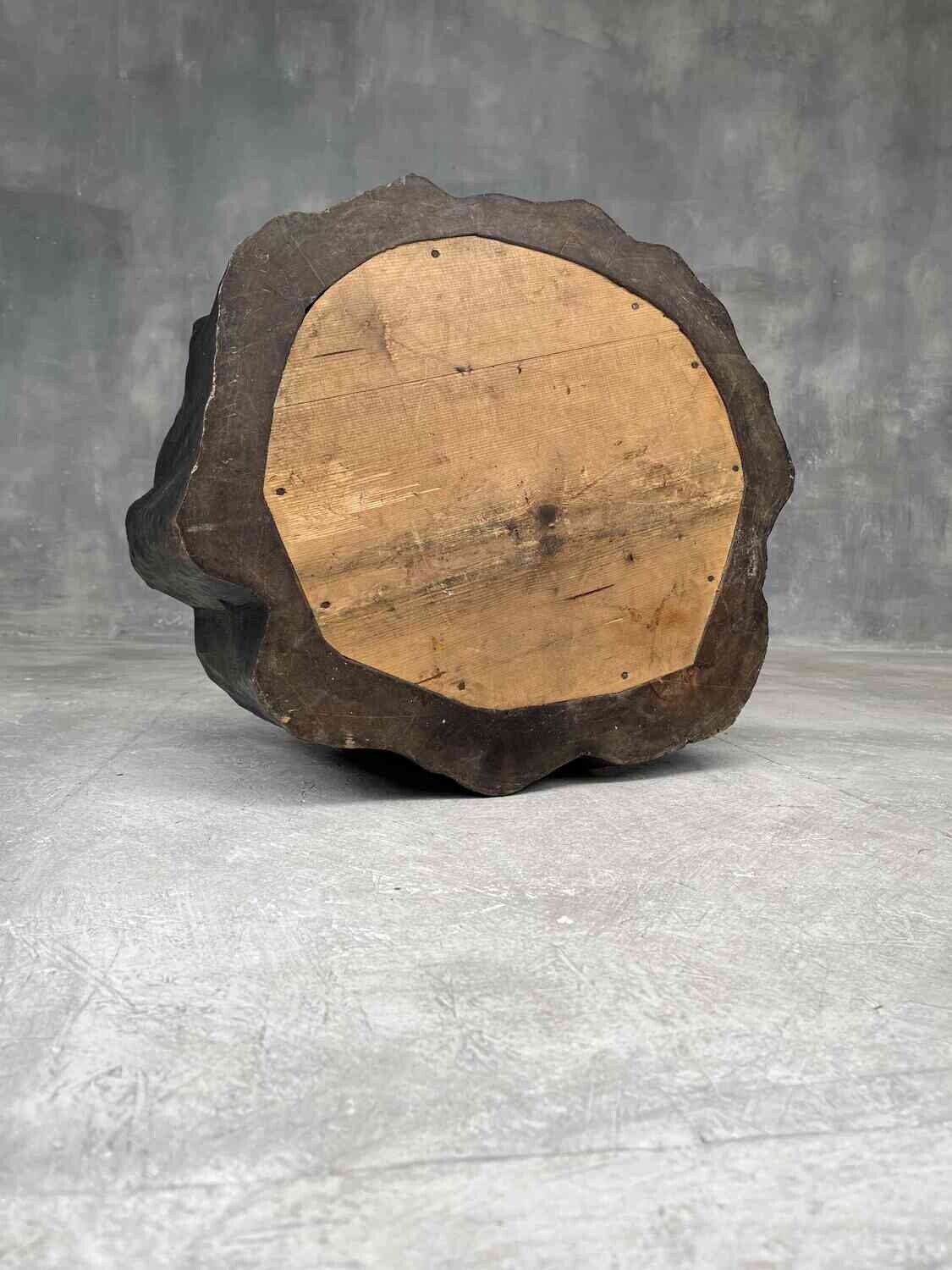 Antique Japanese Tree-Trunk Hibachi with Copper Liner, Meiji Period, 1868–1912