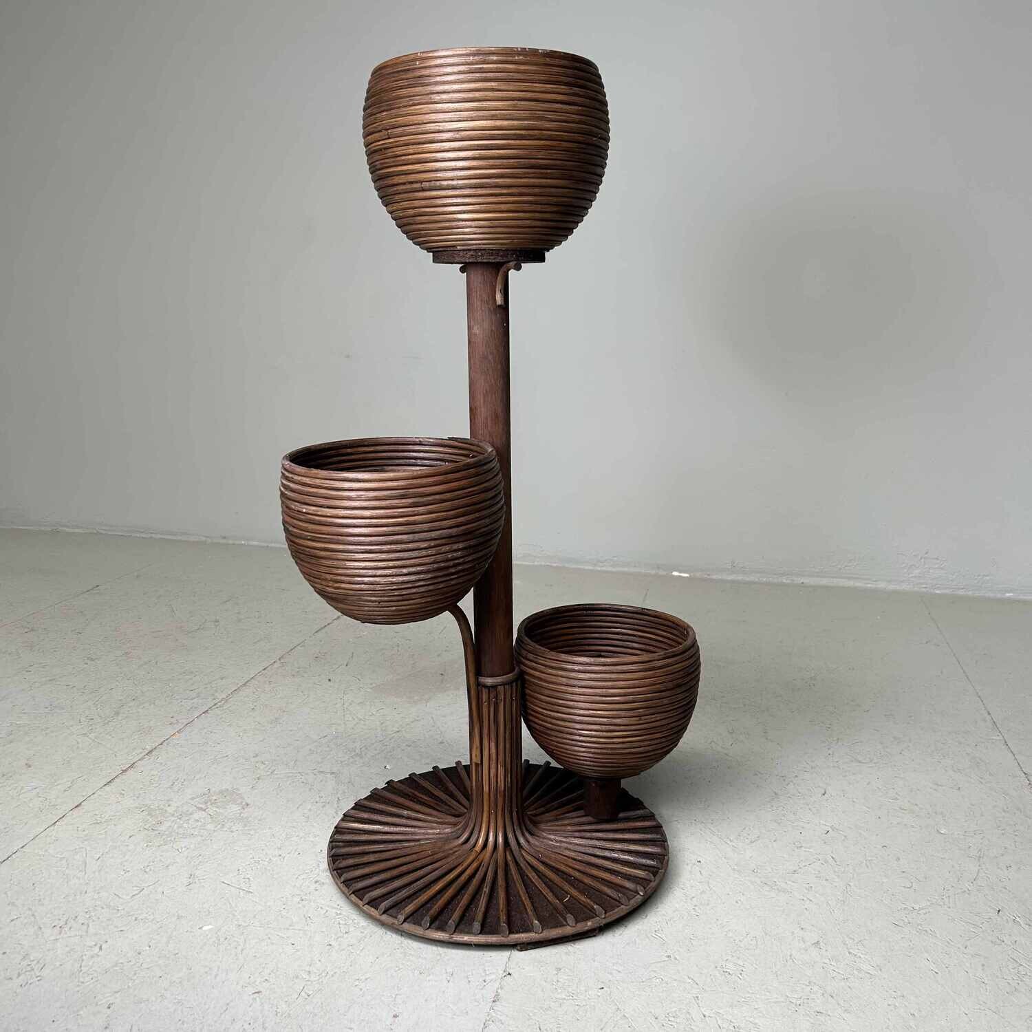 Vintage Rotan Plantenstaander jaren '70 Vintage Rotan Plantenstaander jaren '70